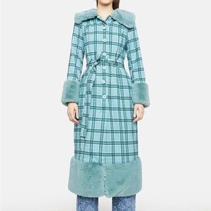 NWT Teal Love Goes On Dolls Kill Plaid Coat